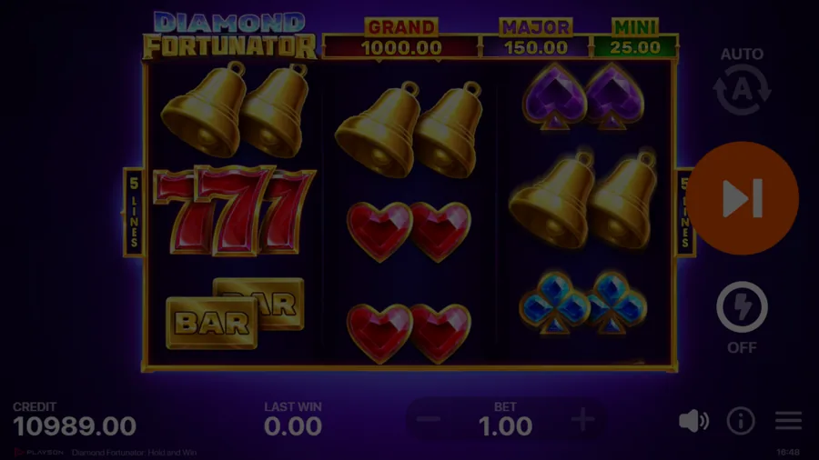 Diamond Fortunator: Hold and Win demo game screen